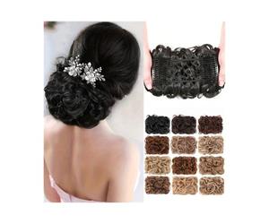 pince à cheveux Extension de cheveux en chignon décoiffé, ondulés courts, bouclés, faciles à étirer, peignes clipser, extension queue cheval(60#)