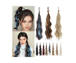 pince à cheveux Extension de queue cheval synthétique ondulée 43 cm long avec élastique for augmenter le volume des cheveux(4BH27)