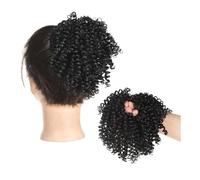 pince à cheveux Extensions de cheveux afro crépus et bouclés for femmes, queue cheval avec élastique en caoutchouc, chignon bou coiffé(1B)