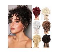 pince à cheveux Extensions de queue cheval synthétiques bou s avec cordon élastique et chignon décoiffé(4)