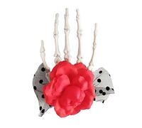 Pince à cheveux fantaisie en forme de main de squelette avec fleur pour Halloween, accessoire de fête pour femme