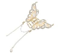 Pince à Cheveux Femme en Alliage, Style Élégant | Ornée de Pierres Œil de Chat, Finition Argenté, Facile à Utiliser, pour Coiffures Demi Attachées et Touche Chic