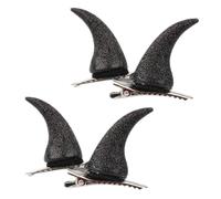 Pince à Cheveux Fer Noir 4 Pièces Plastique Corne Diable Halloween | Cosplay, Fêtes à Thème, pour Garçon et Filles et Adultes, Style Corne, Lot Compact, Finition Noire