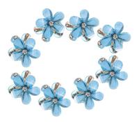 Pince à Cheveux Fleur en Alliage et Verre, Lot de 10, Bleu | Format Mini à Mâchoire, Usage Quotidien et Anniversaires, Accessoire Décoratif pour Coiffures DIY