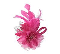 Pince à Cheveux Fleur en Tissu Plume Broche pour Chapeau Élégant Maille Florale Plume Corsage Épingle à Cheveux Barrette Coiffures pour Femmes Filles Mariage Douche Nuptiale Cocktail Fête