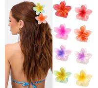 Pince à Cheveux Fleurs Plastiques - 8 Pièces - 8 Couleurs - Pour Cheveux Longs et Courts