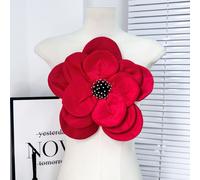 Pince À Cheveux Française Perlée Faite À La Main,Grande Épingle De Fille De Fleur,Sens Du Design Exquis,Broche Littéraire De Luxe - Type Red