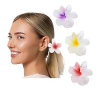 FIESTAS GUIRCA | Pince Fleur pour Cheveux Blanche/Lilas (8 cm) - Accessoire de Costume pour Fêtes d'Été - Idéal pour Célébrations Hawaïennes et Tropicales - Filles et Adultes - Blanc/Lilas