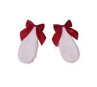Pince à cheveux Kawaii pour femmes et filles - Adorable lapin en peluche - Épingle à cheveux - Couleur bonbon - Ruban - Nœud Lolita - Accessoires pour cheveux - Rouge