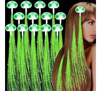Pince à Cheveux Lumineuse LED, prise de cheveux LED, lampe à LED lampe à cheveux Fairy Hair Light fibre optique Accessoires de Cheveux de Noël pour Femmes (Vert, 15 paquets)