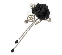 Pince à Cheveux Mécanique Steampunk Rose Gothique pour Cosplay | Polyester et Alliage, Noir, Décoration Capillaire, Convient aux Mariages, Cheveux Épais ou Fins, Style Lolita
