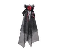 Pince à cheveux multi-usage pour Halloween, voile noir, motif nœuds noirs, accessoire de costume pour fêtes à thème, accessoire de costume réglable, voile noir