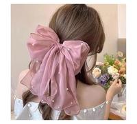 Pince à cheveux noeud Barrettes en mousseline de soie for femmes, épingles à cheveux avec nœud en perles, strass, pinces à cheveux de printemps, bandeau en ruban, queue de cheval, accessoires for chev
