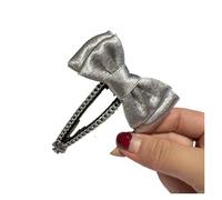 Pince à cheveux noeud Pince à cheveux en strass en forme de cœur, accessoire for cheveux, nœud en cuir argenté, Style doux et Cool, pince à cheveux cassée for femmes mariage(BB clip)