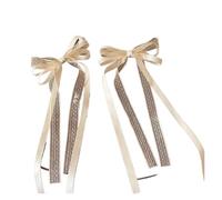 Pince à cheveux noeud Pinces à cheveux longues en dentelle for femmes, 2/4/6 pièces, avec nœud papillon, Champagne doux, frange, Barrettes latérales, couvre-chef mariage(Champagne-2pcs)