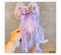 Pince à cheveux noeud Princess Pompom Hairpins Big Blue Bows Hair Clip Long Ribbon Duckbill Clip Girl School Hairgrips Headwear mariage(Color 24)