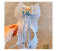 Pince à cheveux noeud Princess Pompom Hairpins Big Blue Bows Hair Clip Long Ribbon Duckbill Clip Girl School Hairgrips Headwear mariage(Color 22)
