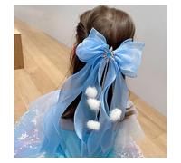 Pince à cheveux noeud Princess Pompom Hairpins Big Blue Bows Hair Clip Long Ribbon Duckbill Clip Girl School Hairgrips Headwear mariage(Color 4)