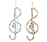 Pince à Cheveux Note de Musique en Alliage Orné de Cristaux, Lot de 2 | Usage Polyvalent, Maintien Sûr, pour Mariages et Fêtes, Style Vintage Voyant, Peut Servir de Broche