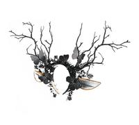 Pince à cheveux papillon d'Halloween et oreilles de cerf noire - En résine confortable - Pour adultes - Pour fêtes costumées - Réglable - Accessoire de costume
