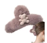 Pince à cheveux pelucheuse en peluche de 13 cm, grande pince à cheveux en peluche, réutilisable, barrette à cheveux en forme d'ours en peluche, cadeau d'anniversaire pour les femmes, les amis, les