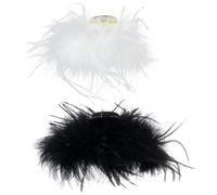 Pince à Cheveux Plume Accessoire Coiffure Mode Délicat, 2 Pièces | Tissu, Fausse Fourrure et Bois, Léger Tête, pour Demi-queue, Fêtes, Photos