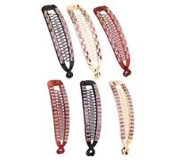 Pince à Cheveux Poisson 6Pcs Plastique pour Queue de Cheval | Lot Assorti, Forme Élégante, Usage Quotidien ou Mariage, Doux pour Cheveux Longs Épais Style Aléatoire