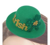 Pince à cheveux pour la Saint-Patrick - Épingle à cheveux en forme de trèfle en forme de chapeau - Barrettes à cheveux - Vert irlandais - Pour rassemblements, fêtes