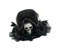Pince à cheveux punk avec tête de mort et fleur - Accessoire pour cheveux