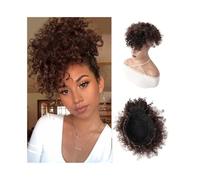 pince à cheveux Queue de cheval afro bouffante avec cordon serrage et frange, chignon crépu bouclé, postiche style ananas for femmes noires(4)
