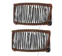 Pince à Cheveux Queue de Cheval, Fil tissé en Métal Largement utilisé, 2 Pièces, Peigne à Pneu Vintage pour Voyage (Marron foncé)