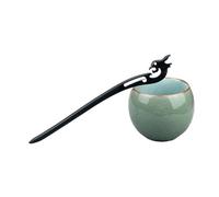 Pince à cheveux rétro en bois de santal sculpté chinois antique avec 47 baguettes à cheveux pour cosplay ou fête (Dragon Sing)