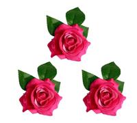 Pince à Cheveux Rose en Tissu Rouge 3pcs, Broche Fleur