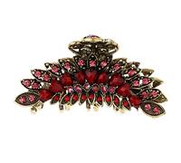 Pince à cheveux vintage chic en alliage de métal strass grande taille pinces à cheveux fantaisie épingles à cheveux pinces à cheveux tendance accessoires pour cheveux épais - rouge, 9 x 4,5 cm rouge
