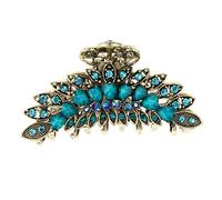 Pince à cheveux vintage chic en alliage de métal strass grande taille pinces à cheveux fantaisie épingles à cheveux épingles à cheveux tendance accessoires pour cheveux épais - bleu, 9 x 4,5 cm bleu