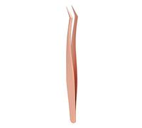 Pince à cils ergonomique en acier inoxydable, or Rose, pince à épiler pour extensions de faux-cils (Short Oblique Tweezer)