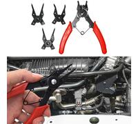 Pince à circlip 4 en 1 avec têtes droites de 45 et 90 degrés pour bagues de retenue internes et externes, portée de 10 à 50 mm, acier au carbone, design antidérapant