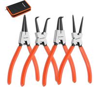 Pince a Circlips ValueMax, 4 Pieces Pince pour Circlip Interne et Externe avec Sac, Longueur 180 mm, Taille de la Pointe 1,6 mm