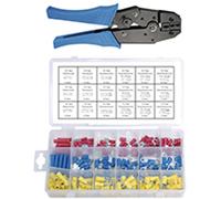 Pince à cosse à cliquet + assortiment de 200 cosses à sertir