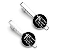 Pince à cravate « Choisi, Béni, Pardonné, Rachet頻 pour homme, ensemble de 2 pinces à cravate rondes et boutons de manchette pour accessoires de mode de luxe