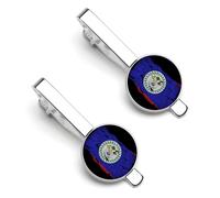Pince à cravate drapeau bélizien déchiré et abîmé pour homme, pince à cravate ronde et boutons de manchette assortis, accessoires de mode de luxe (2 pièces) - O7DS-1