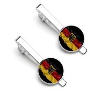 Pince à cravate drapeau déchiré Brokenanyan pour homme, pince à cravate ronde et boutons de manchette assortis, ensemble de 2 pièces - O7DS-1