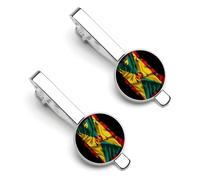 Pince à cravate drapeau des Grenades déchiré et brisé, ensemble de pinces à cravate rondes et boutons de manchette pour homme, accessoire de mode de luxe (2 pièces) - O7DS