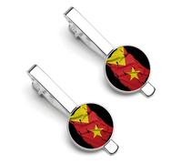 Pince à cravate drapeau du Tigré déchiré et brisé pour homme, pince à cravate ronde et boutons de manchette assortis, ensemble de 2 pièces - O7DS