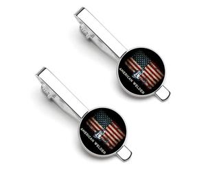 Pince à cravate et boutons de manchette ronds pour homme, style soudeur américain, ensemble de 2 pièces. Accessoires de mode haut de gamme.