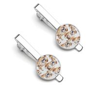 Pince à cravate humoristique pour homme, motif bouledogue anglais aquarelle, argentée, idéale pour les affaires, un anniversaire ou un mariage (lot de 2).