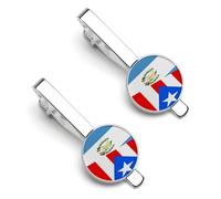 Pince à cravate mi-Guatemala, mi-Porto Rico, pour homme, ensemble de pinces à cravate rondes et boutons de manchette pour accessoires de mode de luxe (2 pièces) - O7DS