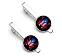 Pince à cravate Porto Rico Puerto Frog 1 pour homme, pince à cravate ronde et boutons de manchette assortis, accessoires de mode de luxe (2 pièces -1 et -9).