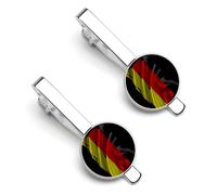 Pince à cravate pour homme avec drapeau déchiré Brokenanyan, pince à cravate ronde et boutons de manchette assortis, ensemble de 2 pièces - O7DS-1