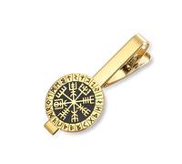 Pince à cravate viking nordique en acier inoxydable pour homme avec boussole Vegvisir Rune Accessoires pour chemise d'affaires mariage Saint-Valentin, Noël anniversaire (or)